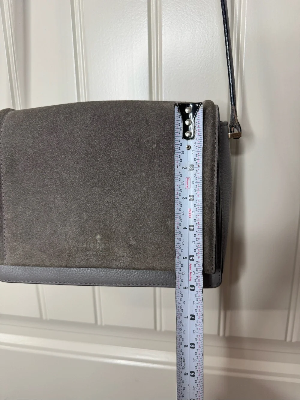 KATE SPADE ♠️ Gray Suede & Leather Crossbody Bag - 6 x 8” inches